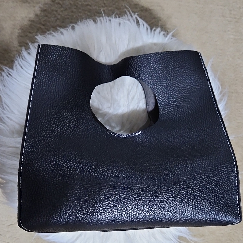 Elegant Black Pebbled Tote Bag